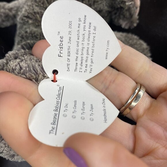 TY Beanie Babies Frisbee the Dog Beanie Baby 4508 Plush Stuffed Animal - Picture 3 of 8